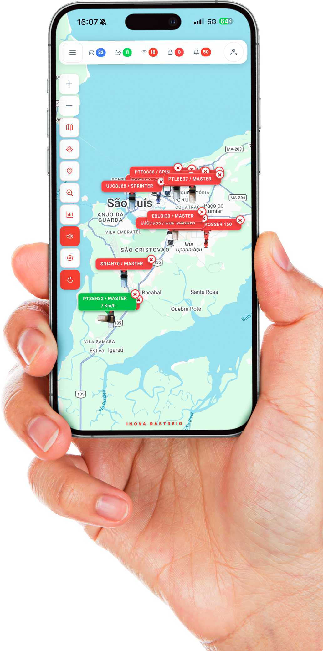 Aplicativo iMaps aberto em um smartphone