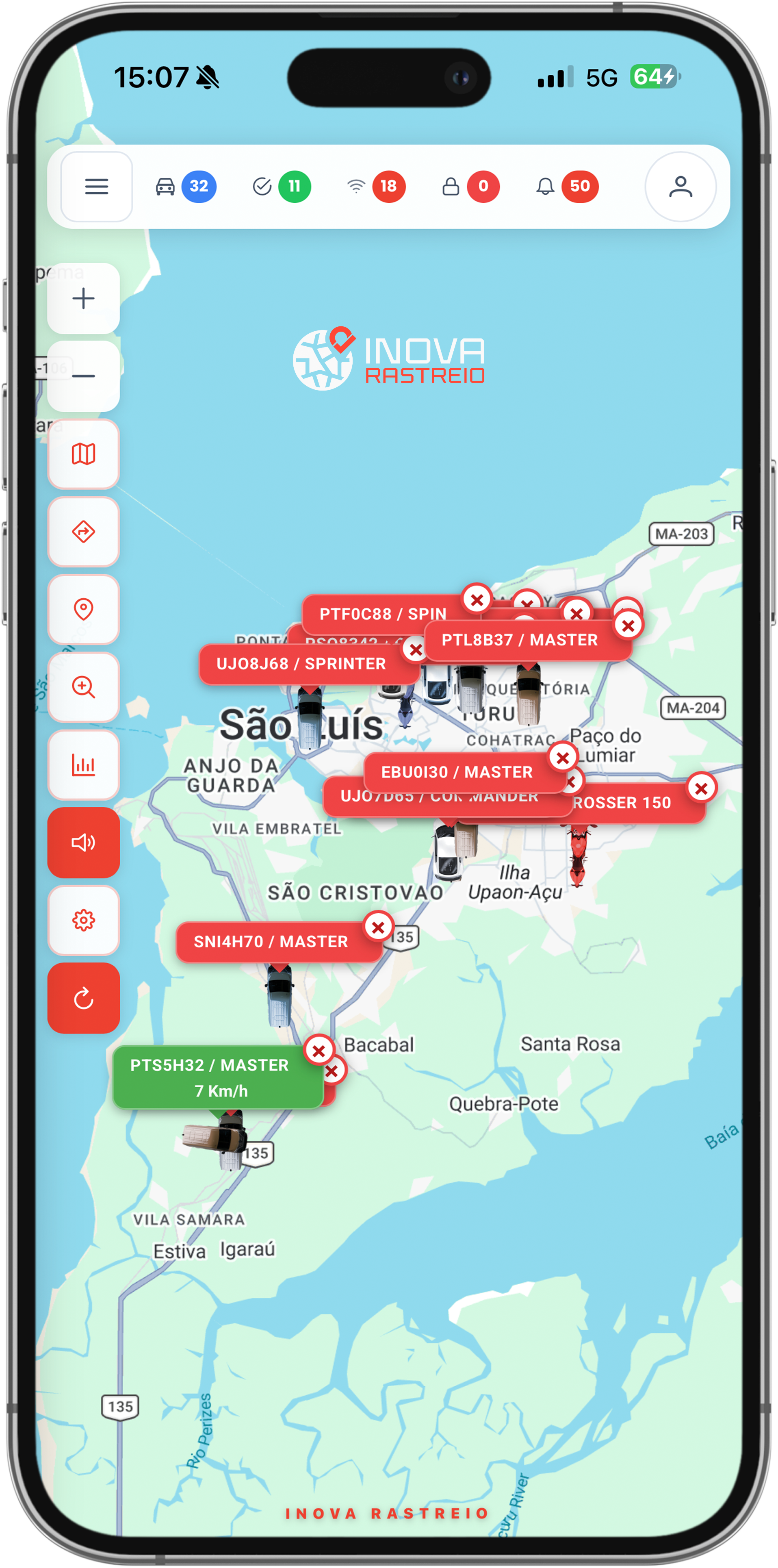 Interface mobile do aplicativo iMaps